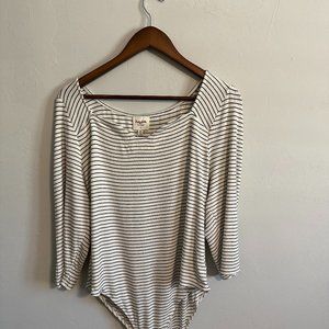 Black and Cream Striped Bodysuit - NWT